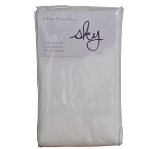 Sky White Tufted Euro Pillow Shams Set of 2 Cotton 26x26 New